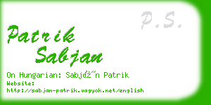 patrik sabjan business card